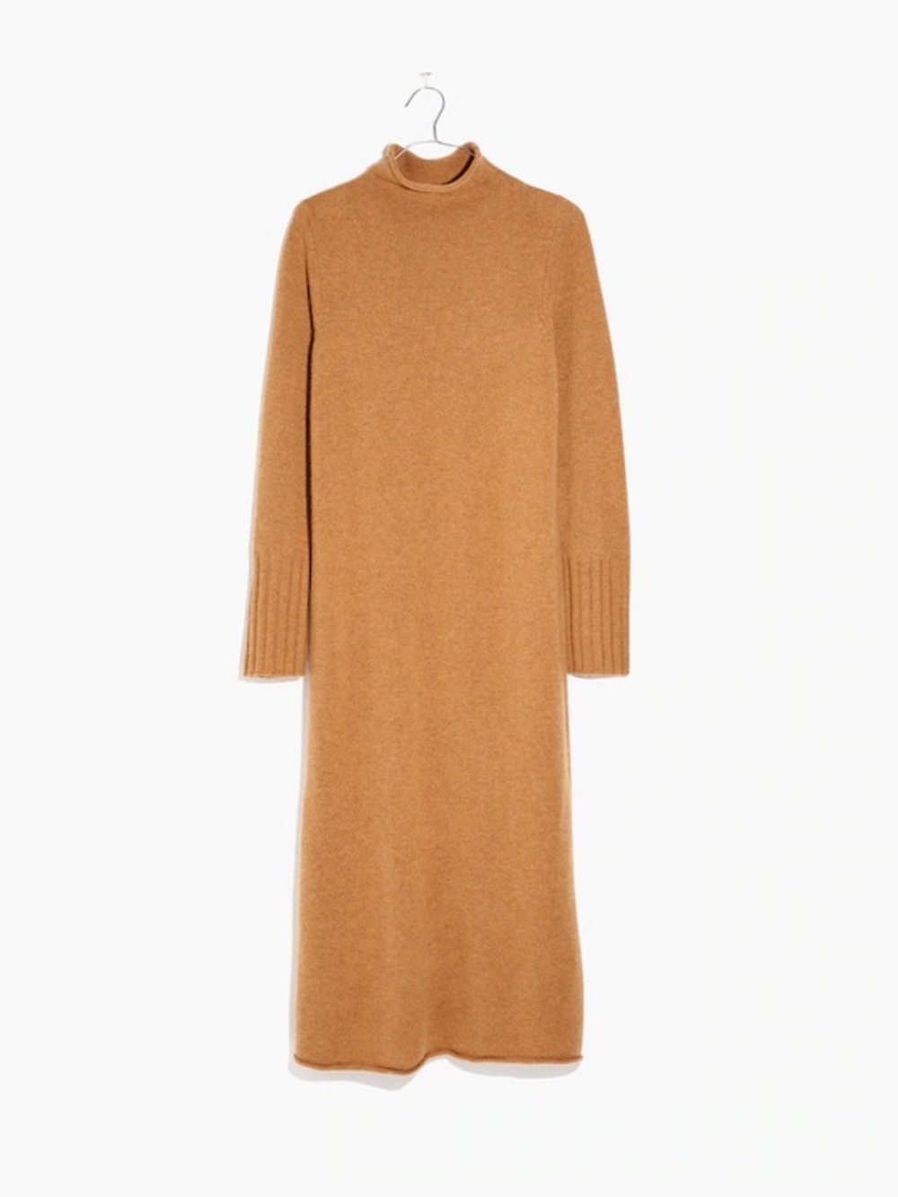 Madewell Cashmere Mockneck Midi Sweater Dress Brown Heather Toast